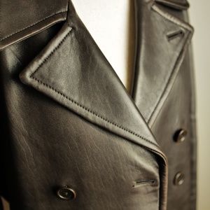Vintage Brown Ralph Lauren Leather Peacoat Size L